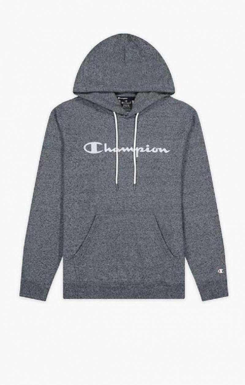 Champion Mesh Effect Script Logo Hoodie Hoodie Herr Mörkgrå | 9472-DRAFU