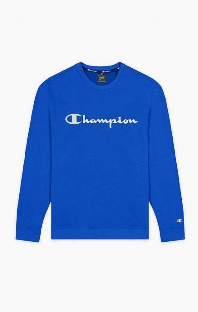 Champion Mesh Effect Script Logo Sweatshirt Tröjor Herr Blå | 8792-WLFKV