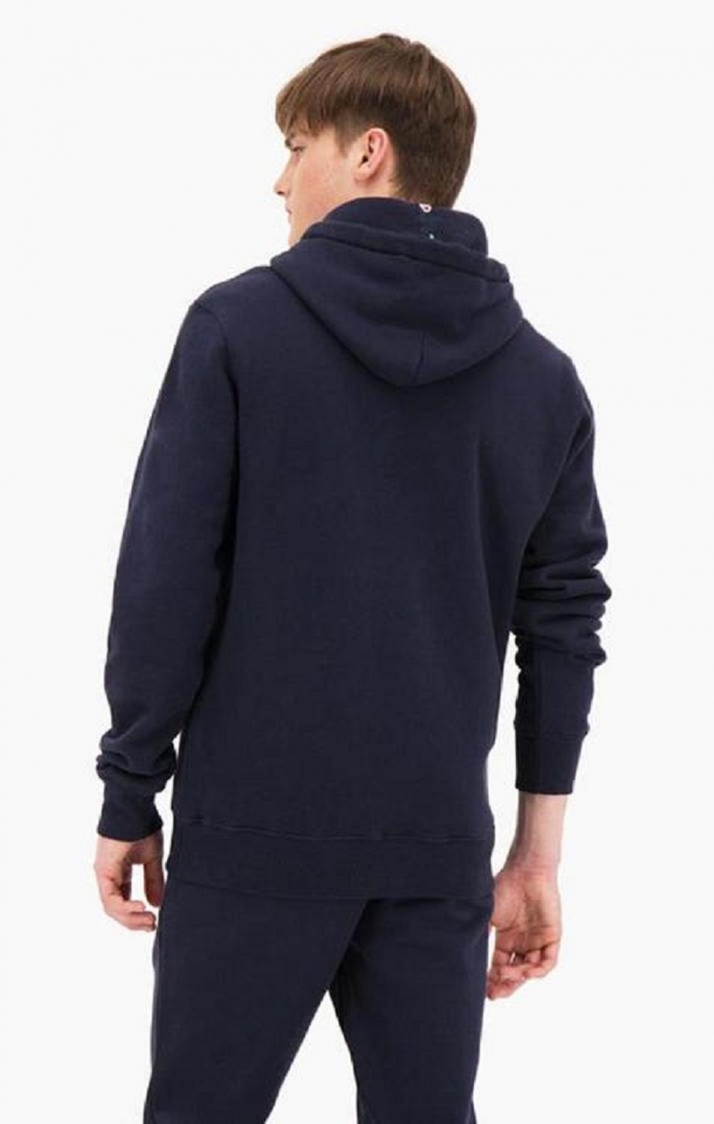 Champion Mocka C Logo Bomull Terry Hoodie Hoodie Herr Mörkblå | 9318-MDIUR