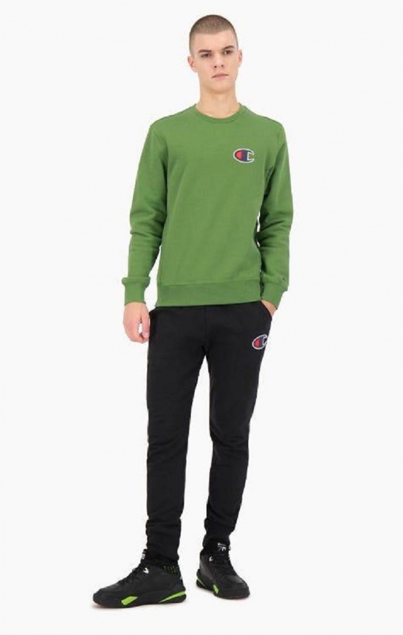 Champion Mocka C Logo Bomull Terry Sweatshirt Tröjor Herr Gröna | 5638-IVCLU