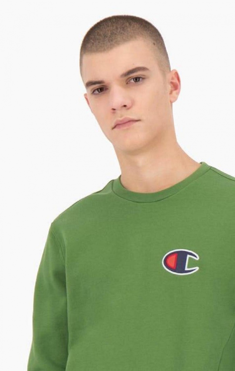 Champion Mocka C Logo Bomull Terry Sweatshirt Tröjor Herr Gröna | 5638-IVCLU