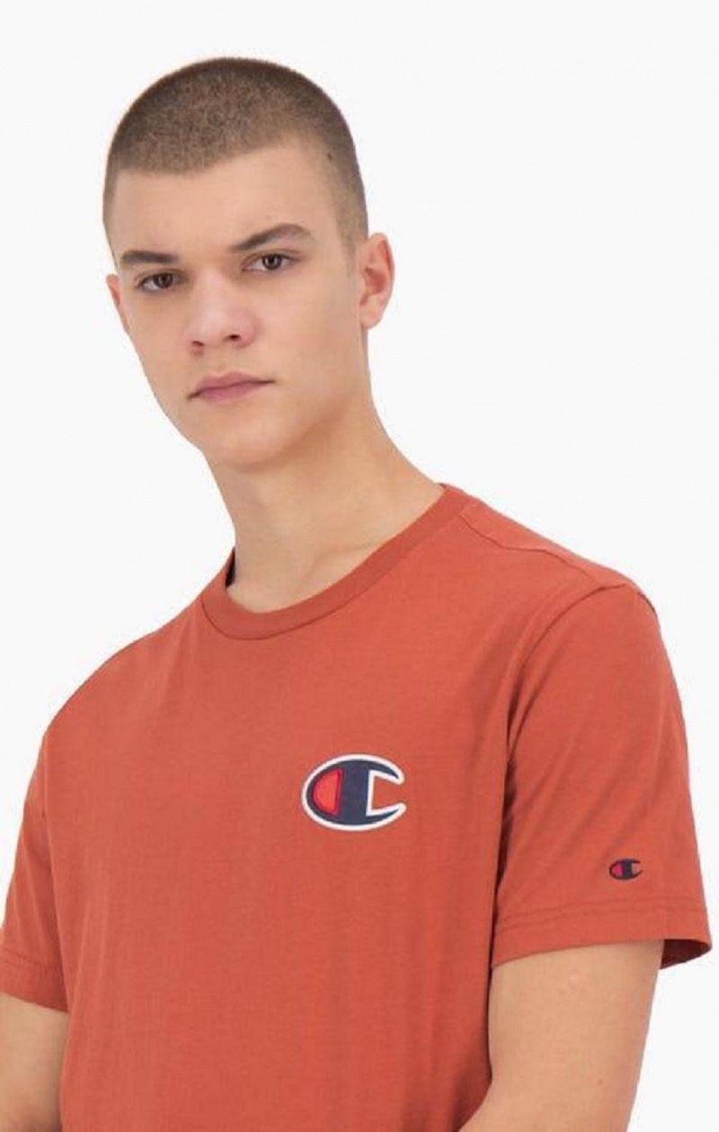 Champion Mocka C Logo Crew Neck T-Shirt T-shirt Herr Orange | 4302-ROXZP