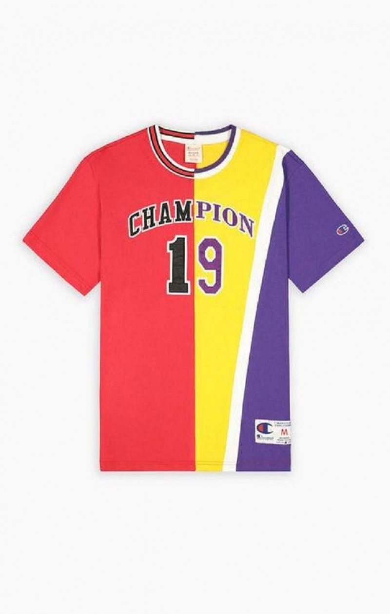 Champion NBMIX Patchwork 'Champion 19' Basketball T-shirt Herr Röda | 1604-LSVXD