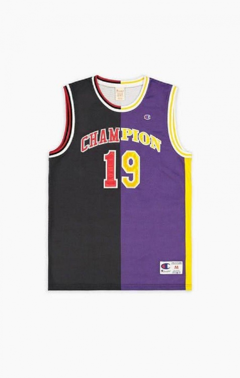 Champion NBMIX Patchwork 'Champion 19' Basketball T-shirt Herr Svarta Lila | 2958-ETDBG