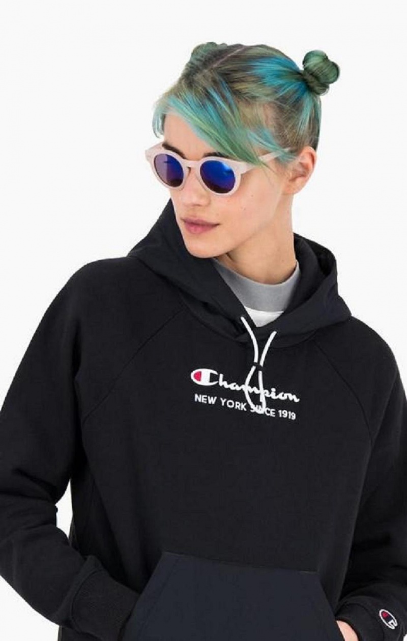 Champion New York Hoodie Hoodie Dam Svarta | 8421-WISFR