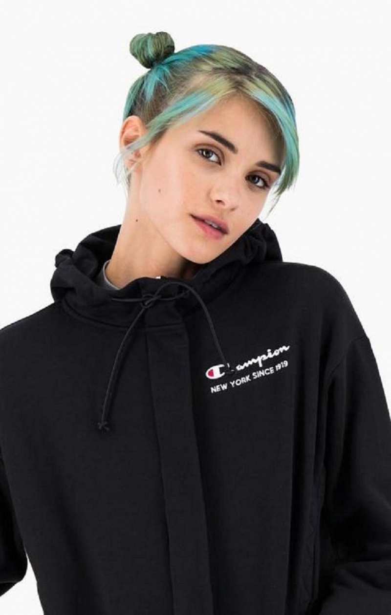 Champion New York Hoodie Hoodie Dam Svarta | 9384-CERYV