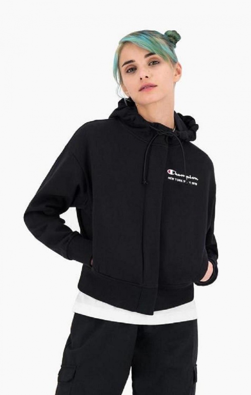 Champion New York Hoodie Hoodie Dam Svarta | 9384-CERYV