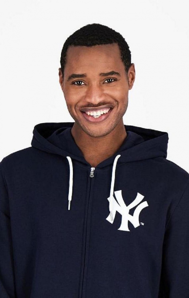 Champion New York MLB Hoodie Hoodie Herr Mörkblå | 4735-NYDAJ