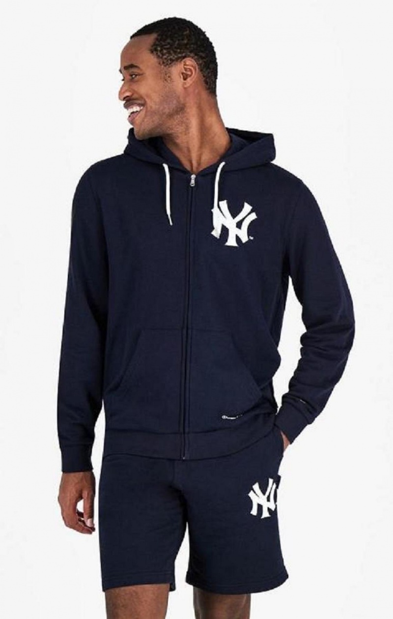 Champion New York MLB Hoodie Hoodie Herr Mörkblå | 4735-NYDAJ