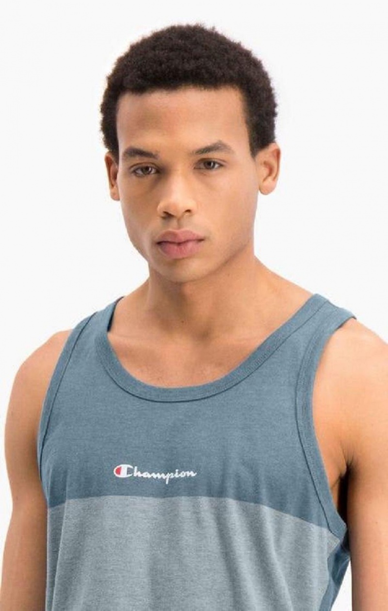 Champion Ombré Panelled Tank Top T-shirt Herr Blå | 6148-STHFV