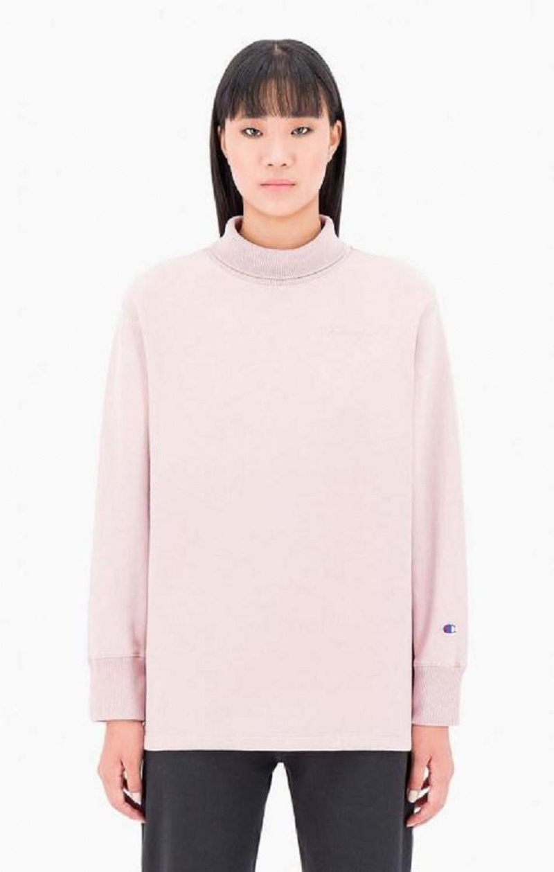 Champion Ombré Wash High Neck Sweatshirt Tröjor Dam Rosa | 8162-BTGLP