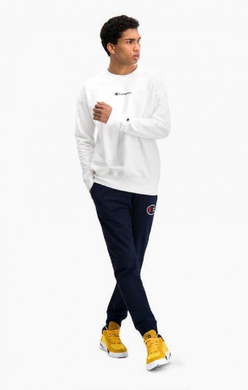 Champion Oversized Script Logo Print Sweatshirt Tröjor Herr Vita | 2901-MASJY