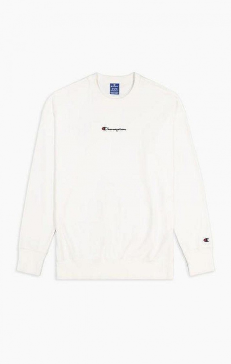 Champion Oversized Script Logo Print Sweatshirt Tröjor Herr Vita | 2901-MASJY