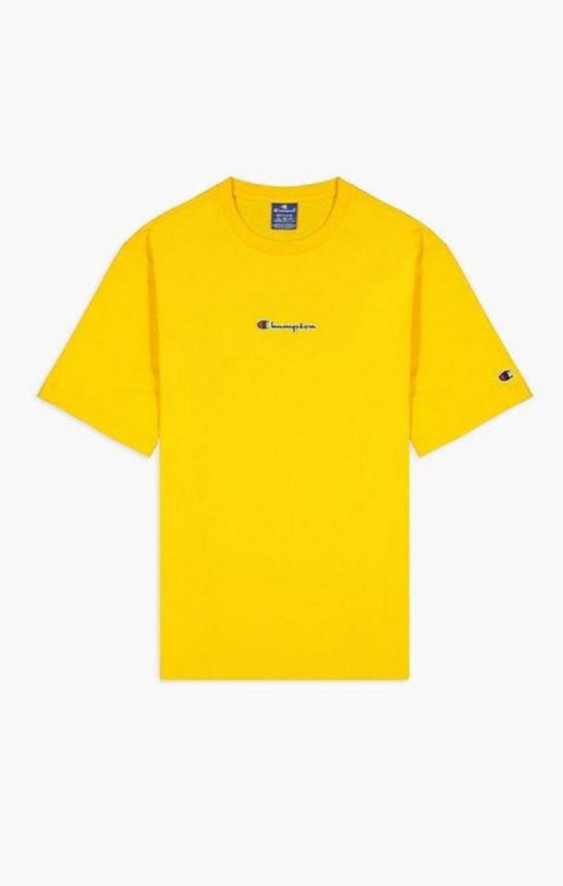 Champion Oversized Script Logo Print T-Shirt T-shirt Herr Guld | 2904-SILPU