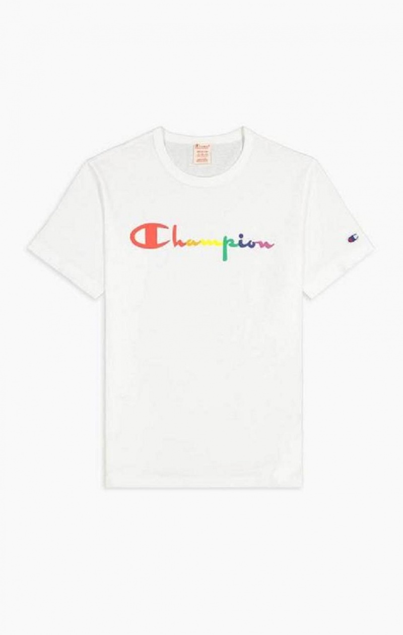 Champion PRIDE Crew Neck T-Shirt T-shirt Herr Vita | 7983-QEJXN