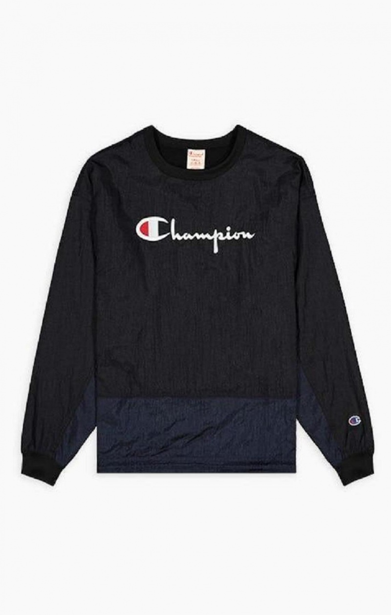 Champion Panel Detail Script Logo Sweatshirt Tröjor Dam Svarta | 1270-GDPFA