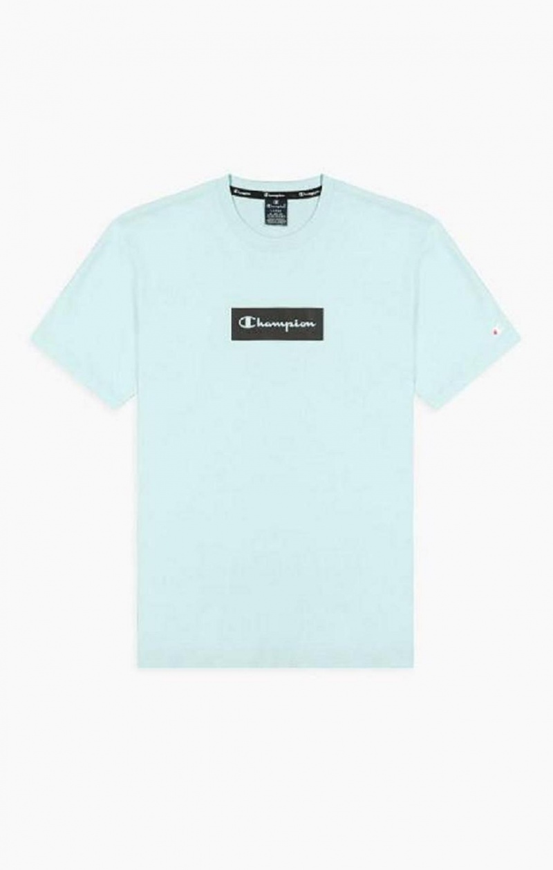 Champion Pastel Box Script Logo T-Shirt T-shirt Herr Ljusblå | 4280-SRCAG