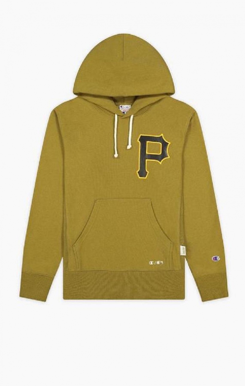 Champion Pittsburgh MLB Reverse Weave Hoodie Hoodie Herr Olivgröna Gröna | 4721-RALNB