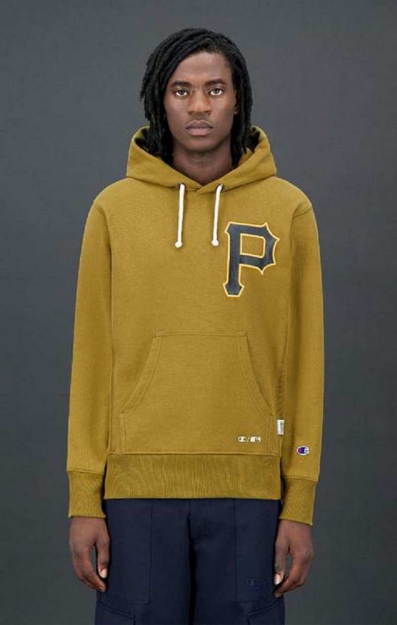 Champion Pittsburgh MLB Reverse Weave Hoodie Hoodie Herr Olivgröna Gröna | 4721-RALNB