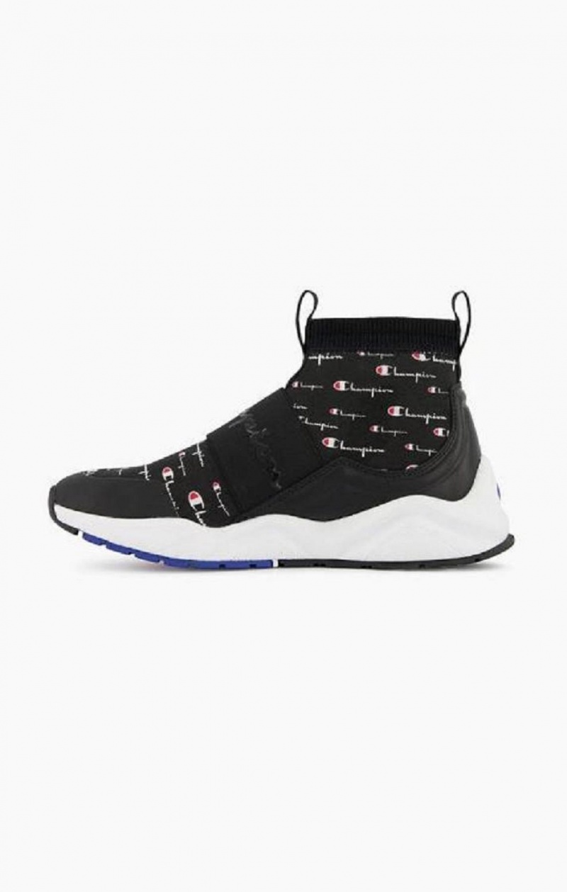 Champion Rally Script Logo Sock Runner Trainers Träningsskor Dam Svarta | 4823-TRVLZ