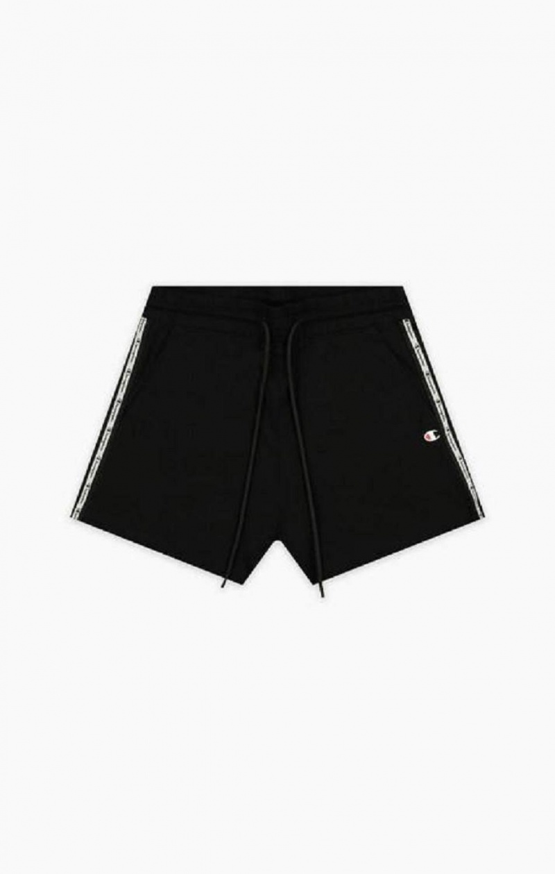 Champion Randig Jacquard Logo Tape Shorts Shorts Dam Svarta | 9162-CEHND