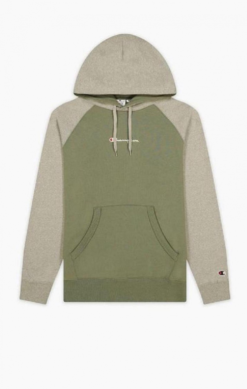 Champion Recycled Material Logo Hooded Sweatshirt Hoodie Herr Olivgröna Gröna | 0589-NQVAR