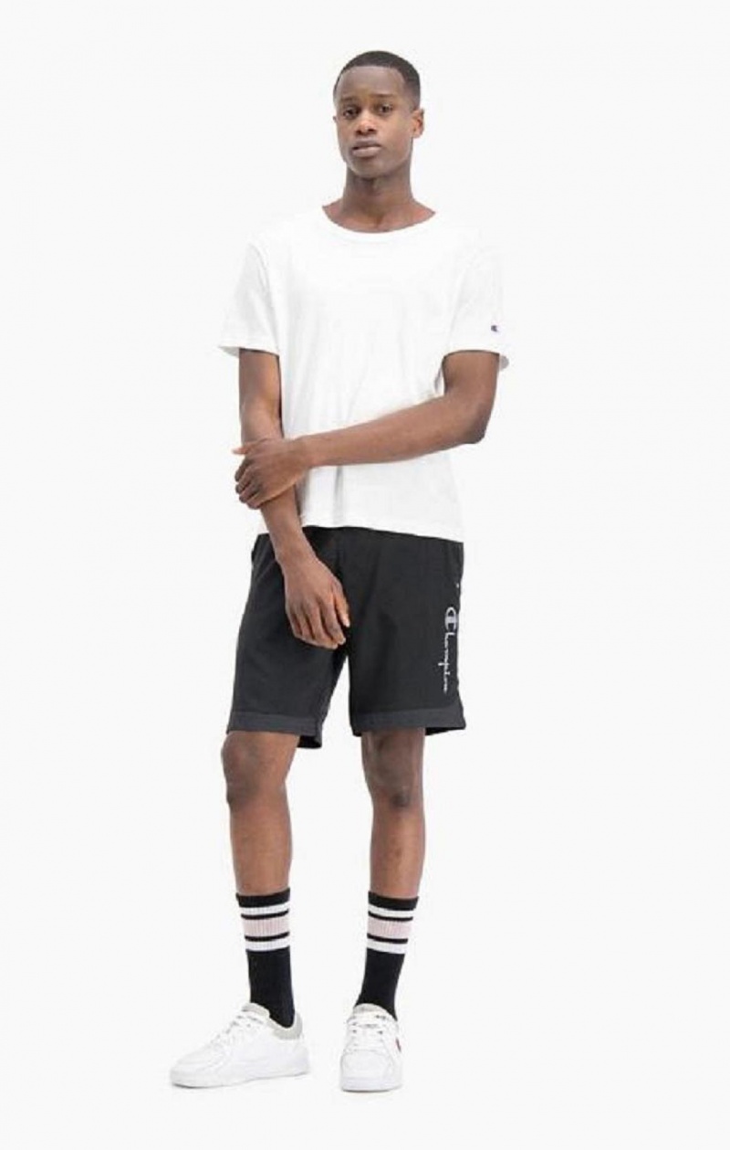 Champion Reflective Script Logo Shorts Shorts Herr Svarta | 9758-YIWFP