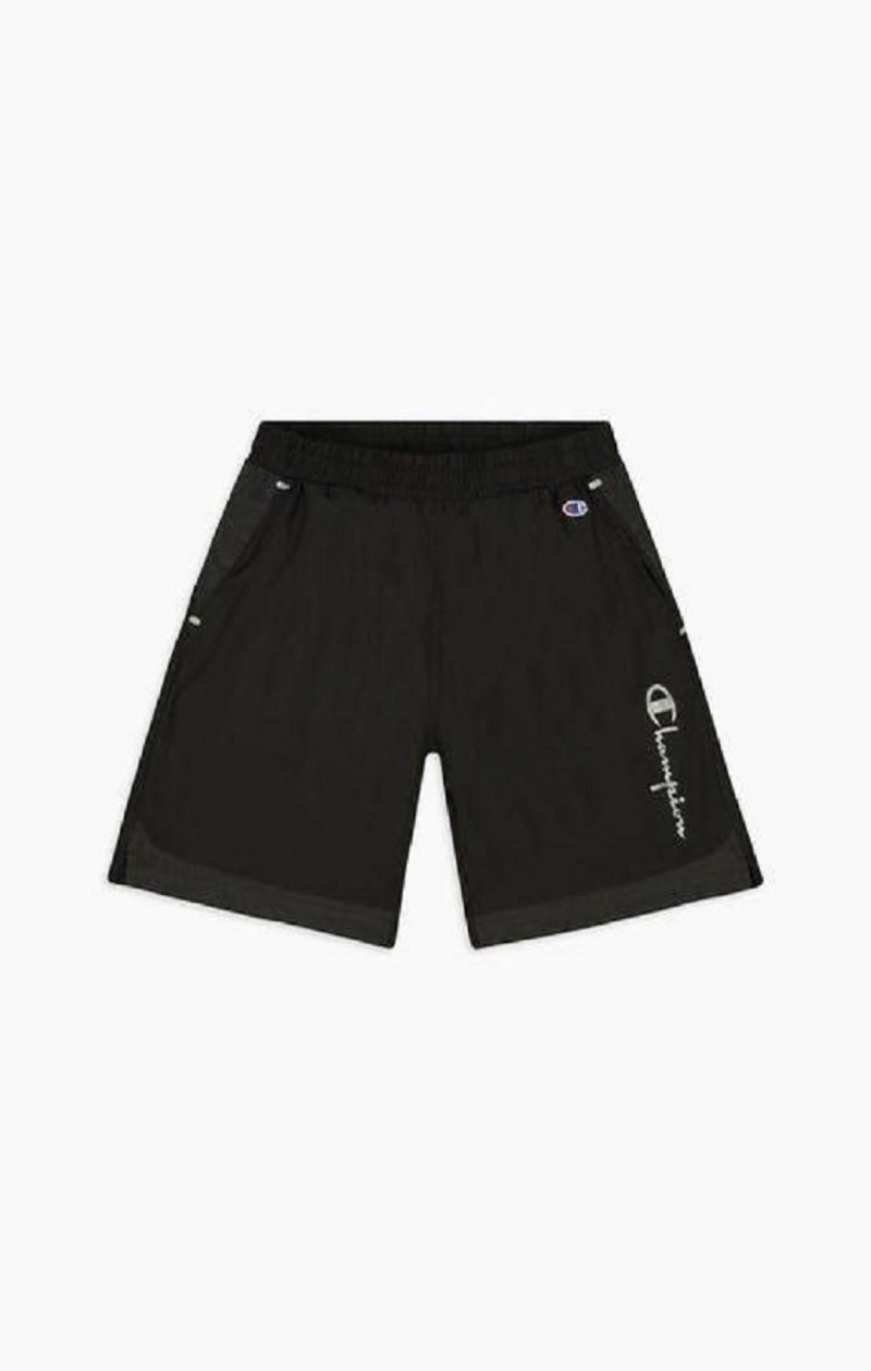 Champion Reflective Script Logo Shorts Shorts Herr Svarta | 9758-YIWFP