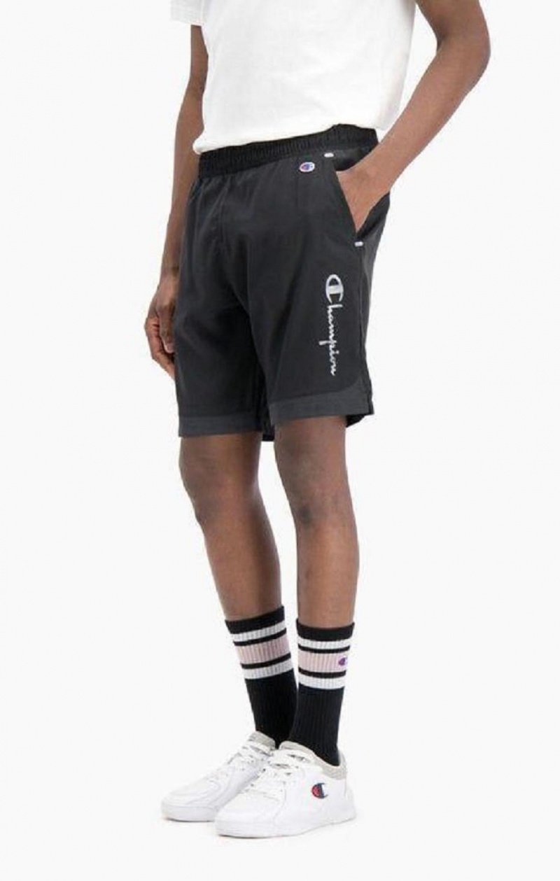 Champion Reflective Script Logo Shorts Shorts Herr Svarta | 9758-YIWFP