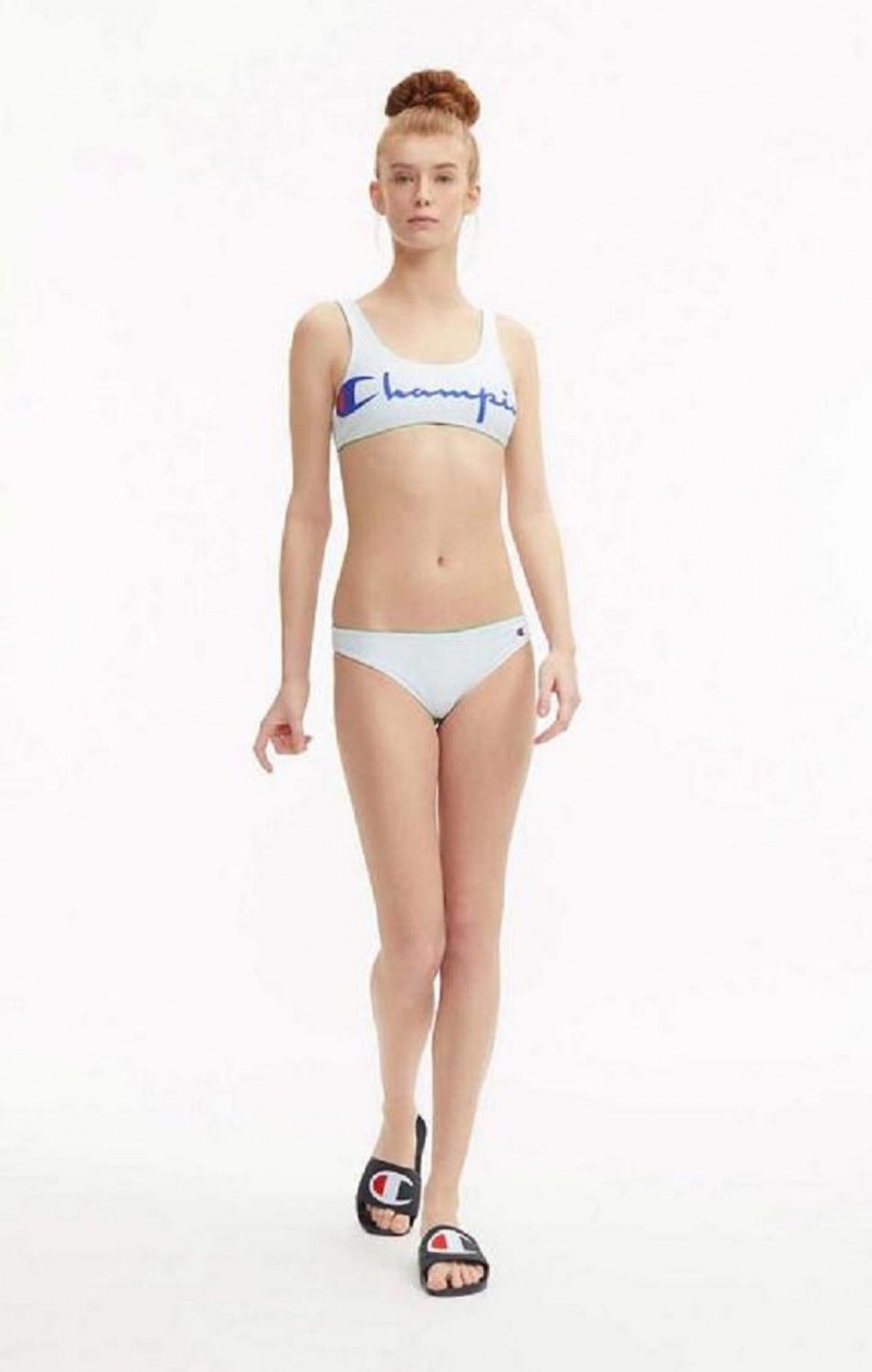 Champion Reversible Script Logo Bikini Top Badkläder Dam Ljusgröna | 8390-OYRNI