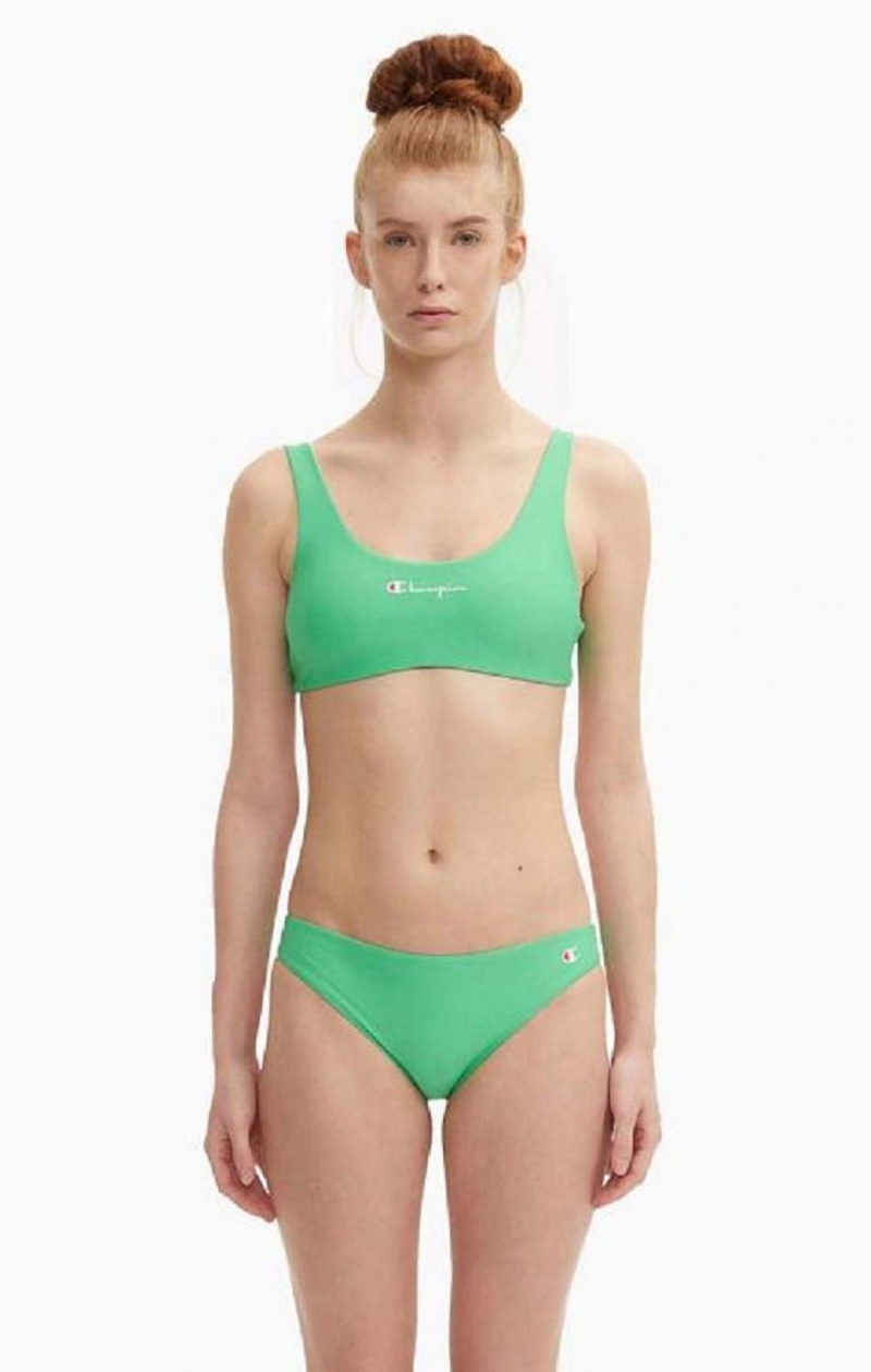 Champion Reversible Script Logo Bikini Top Badkläder Dam Ljusgröna | 8390-OYRNI