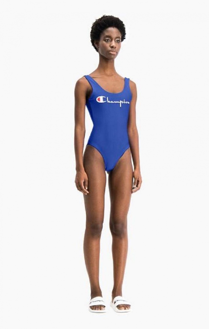 Champion Reversible Script Logo Swimsuit Badkläder Dam Blå | 1850-JWIAC