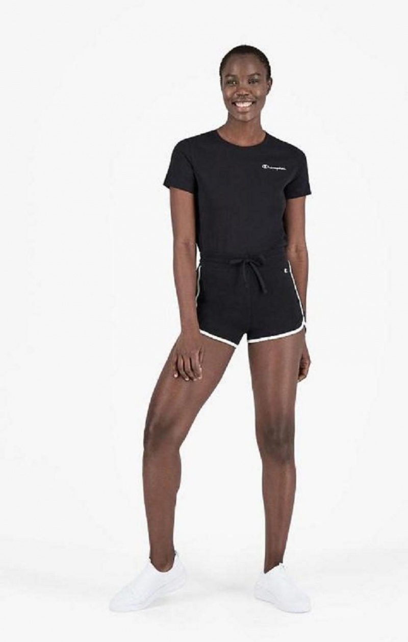 Champion Räfflad Runner Shorts Shorts Dam Svarta | 0983-AVDTQ