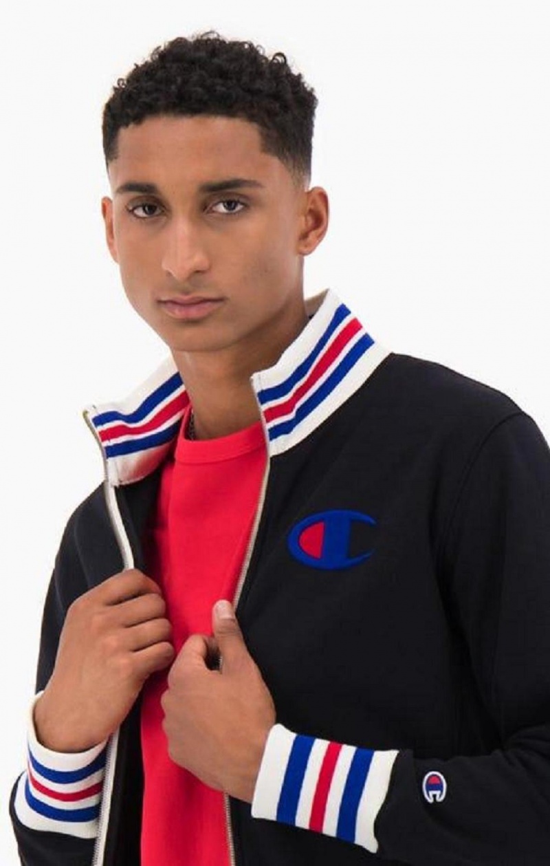 Champion Ringer Trim Reverse Weave Bomber Jacket Jackor Herr Svarta | 9625-IQZNH