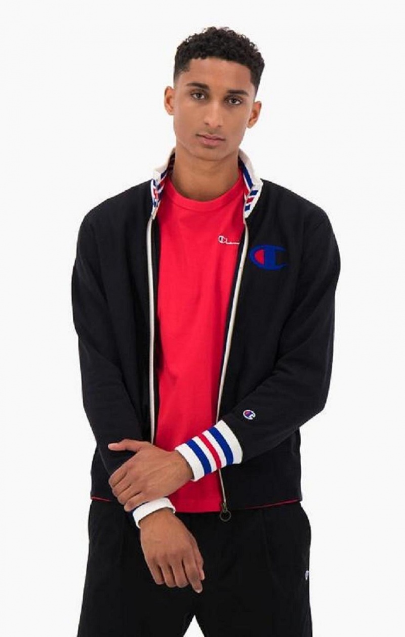 Champion Ringer Trim Reverse Weave Bomber Jacket Jackor Herr Svarta | 9625-IQZNH