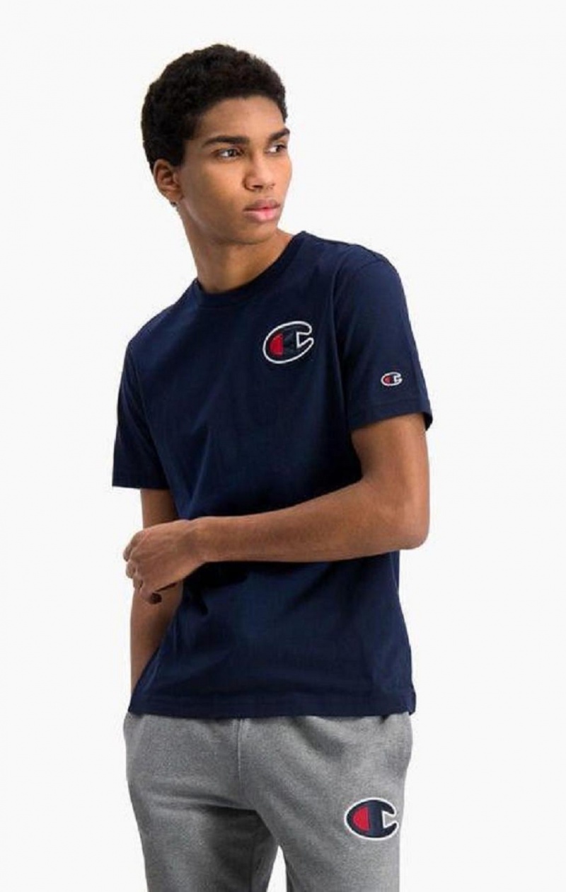 Champion Satin C Logo Crew Neck T-Shirt T-shirt Herr Mörkturkos | 7985-LUGJN