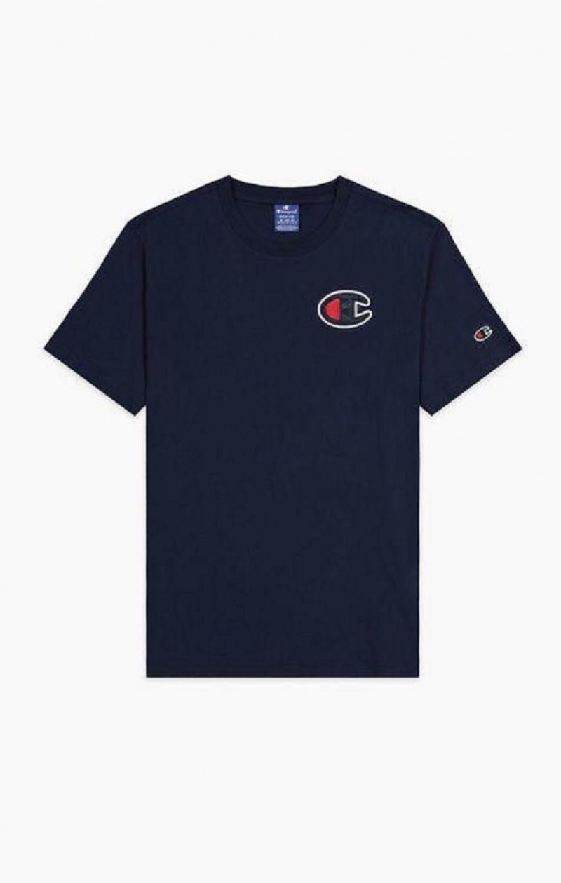 Champion Satin C Logo Crew Neck T-Shirt T-shirt Herr Mörkturkos | 7985-LUGJN