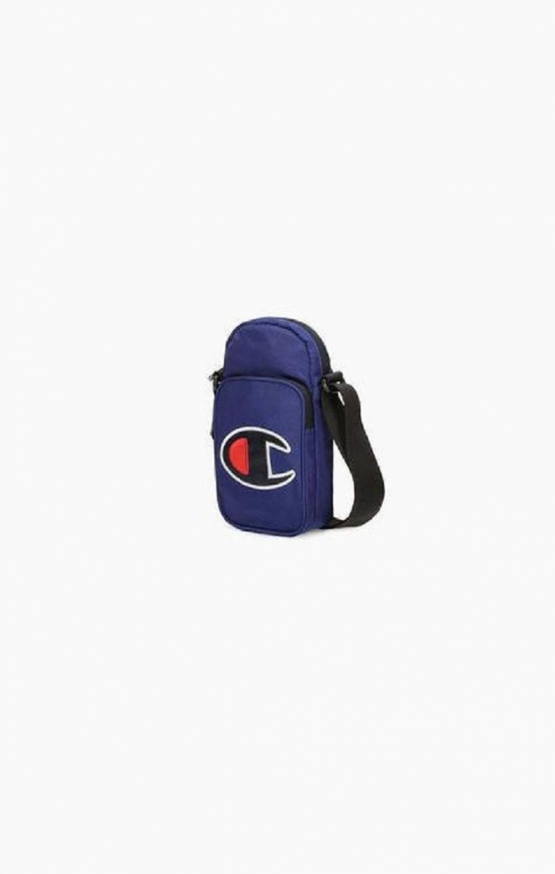 Champion Satin C Logo Patch Double Rem Crossbody Bag Väskor Herr Blå | 1578-SGVWX