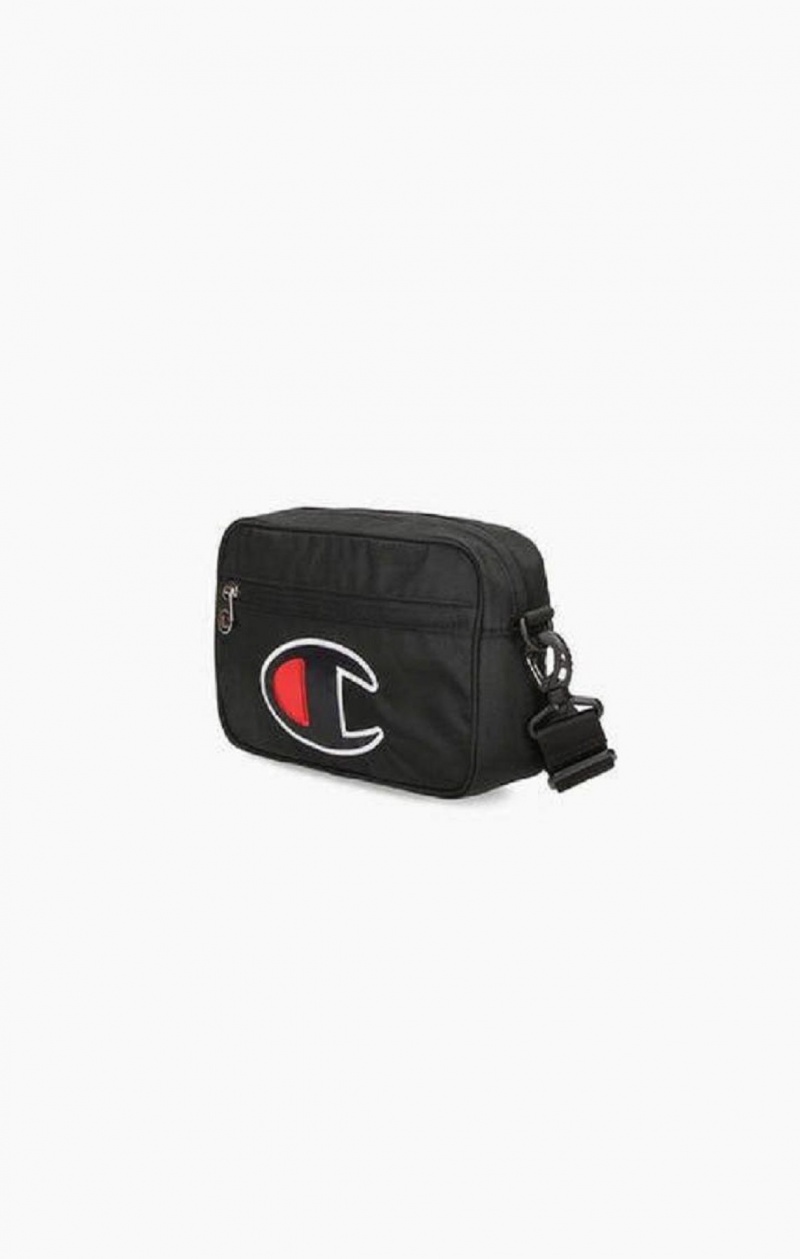 Champion Satin C Logo Patch Shoulder Bag Väskor Dam Svarta | 8659-IVZOB