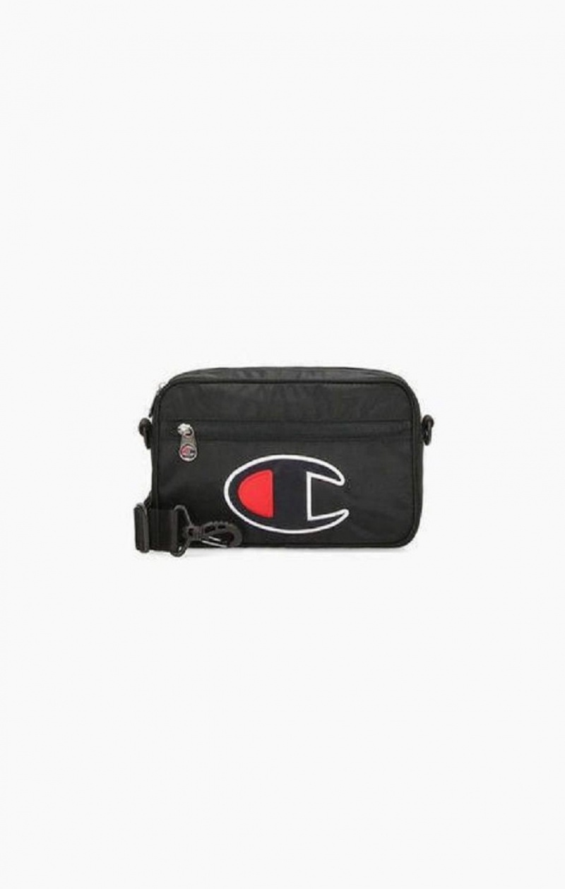 Champion Satin C Logo Patch Shoulder Bag Väskor Dam Svarta | 8659-IVZOB