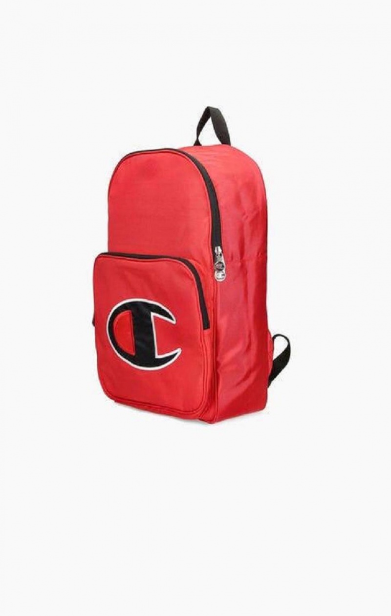 Champion Satin C Logo Patch Zipped Backpack Väskor Herr Röda | 7051-HRFTB