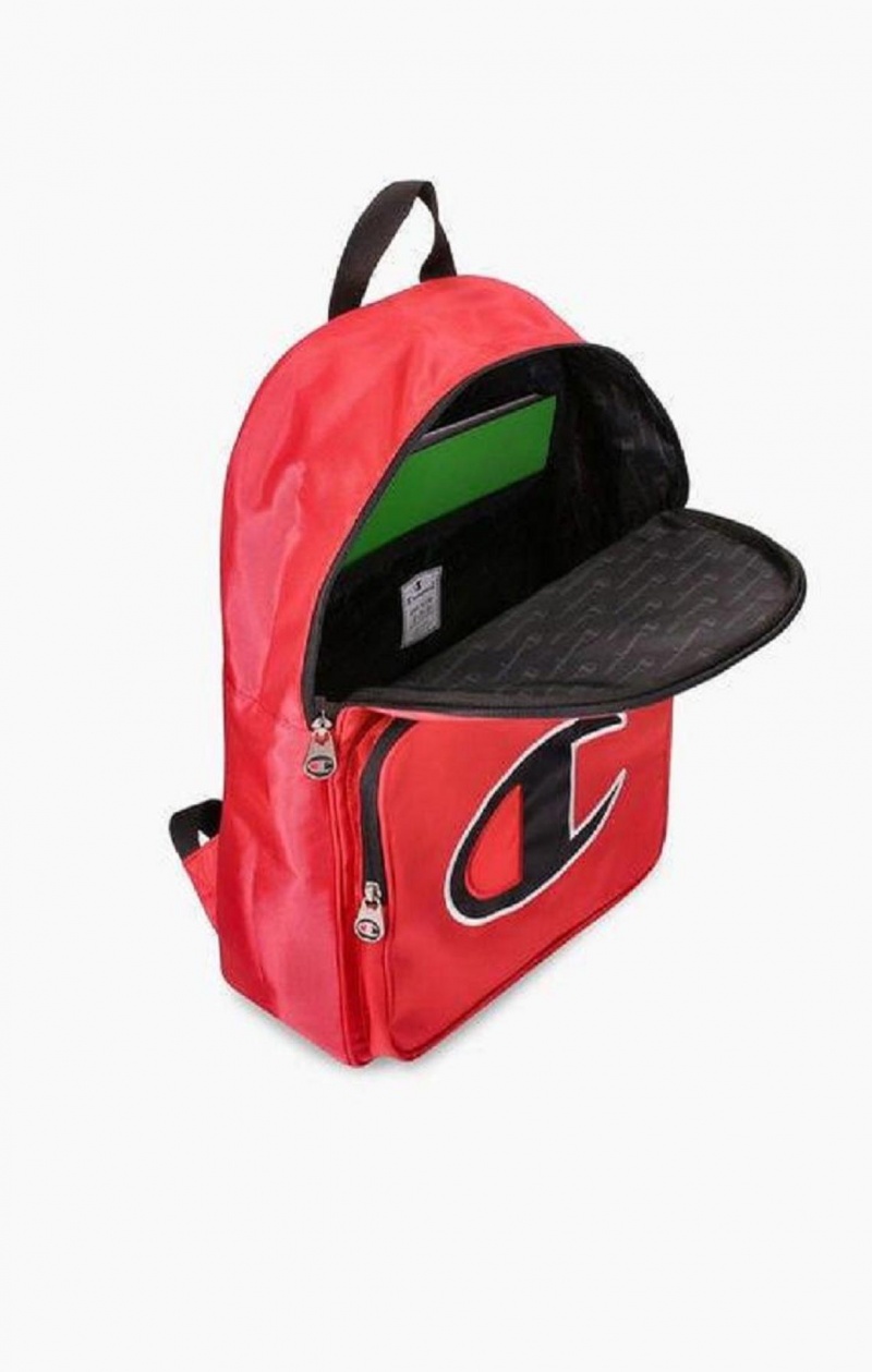 Champion Satin C Logo Patch Zipped Backpack Väskor Herr Röda | 7051-HRFTB