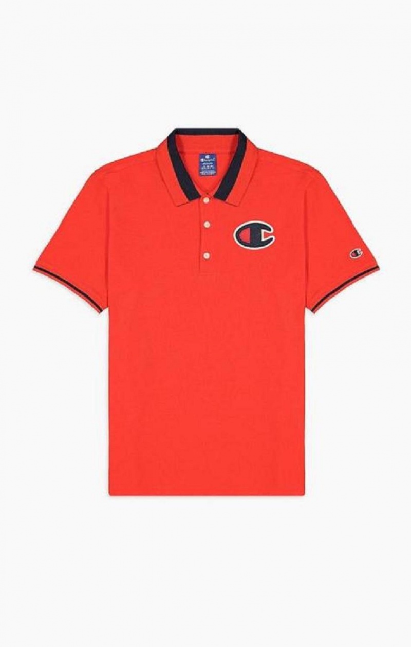 Champion Satin C Logo Polo Shirt T-shirt Herr Röda | 9503-WDUNY