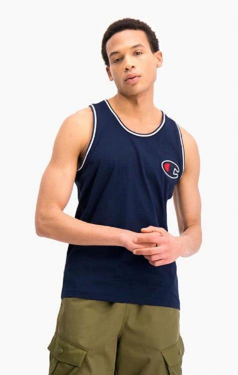 Champion Satin C Logo Tank Top T-shirt Herr Mörkblå | 4503-LDWOF