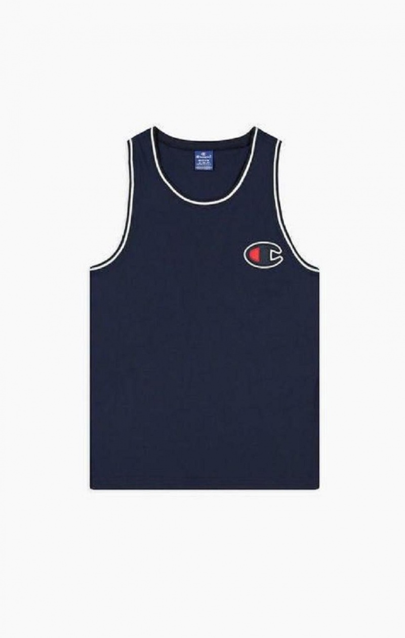 Champion Satin C Logo Tank Top T-shirt Herr Mörkblå | 4503-LDWOF