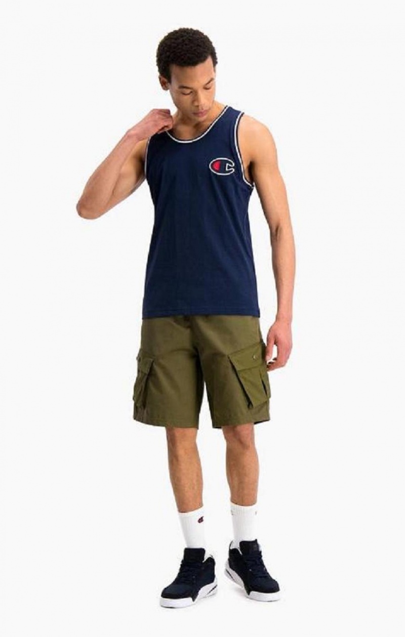 Champion Satin C Logo Tank Top T-shirt Herr Mörkblå | 4503-LDWOF