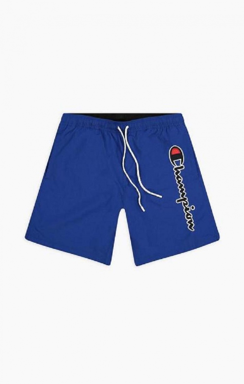 Champion Satin Script Logo Board Shorts Badkläder Herr Blå | 6834-VAHUF