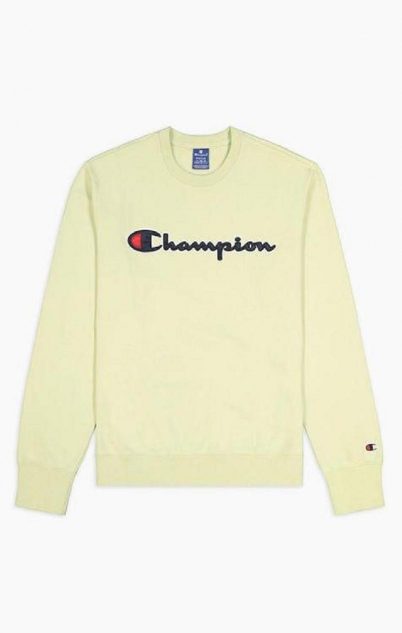 Champion Satin Script Logo Bomull Terry Sweatshirt Tröjor Herr Turkos | 3092-LWONV