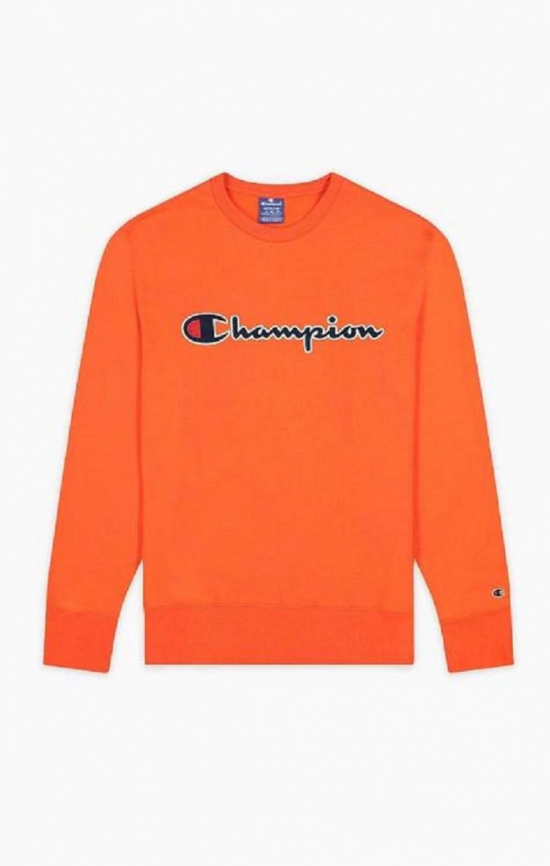 Champion Satin Stitch Script Logo Fleece Sweatshirt Tröjor Herr Röda | 0318-RVNAS