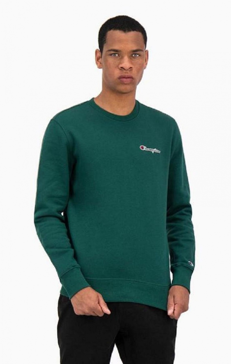 Champion Satin Stitch Script Logo Fleece Sweatshirt Tröjor Herr Ljusgröna | 2639-EOFZM